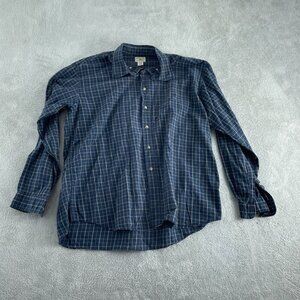 L.L. Bean Mens Blue Plaid Long Sleeve Shirt XL 100% Cotton Casual  3681